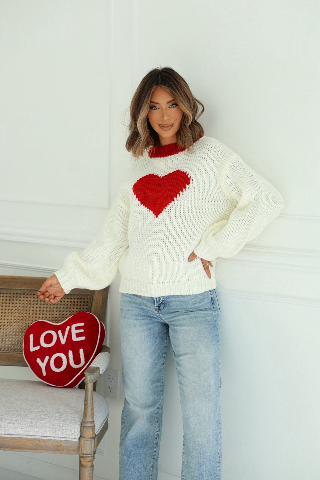 Chunky Cream Heart Shape Sweater - FINAL SALE