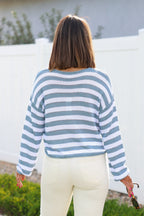 Cloud Grey and White Striped Sweater - FINAL SALE