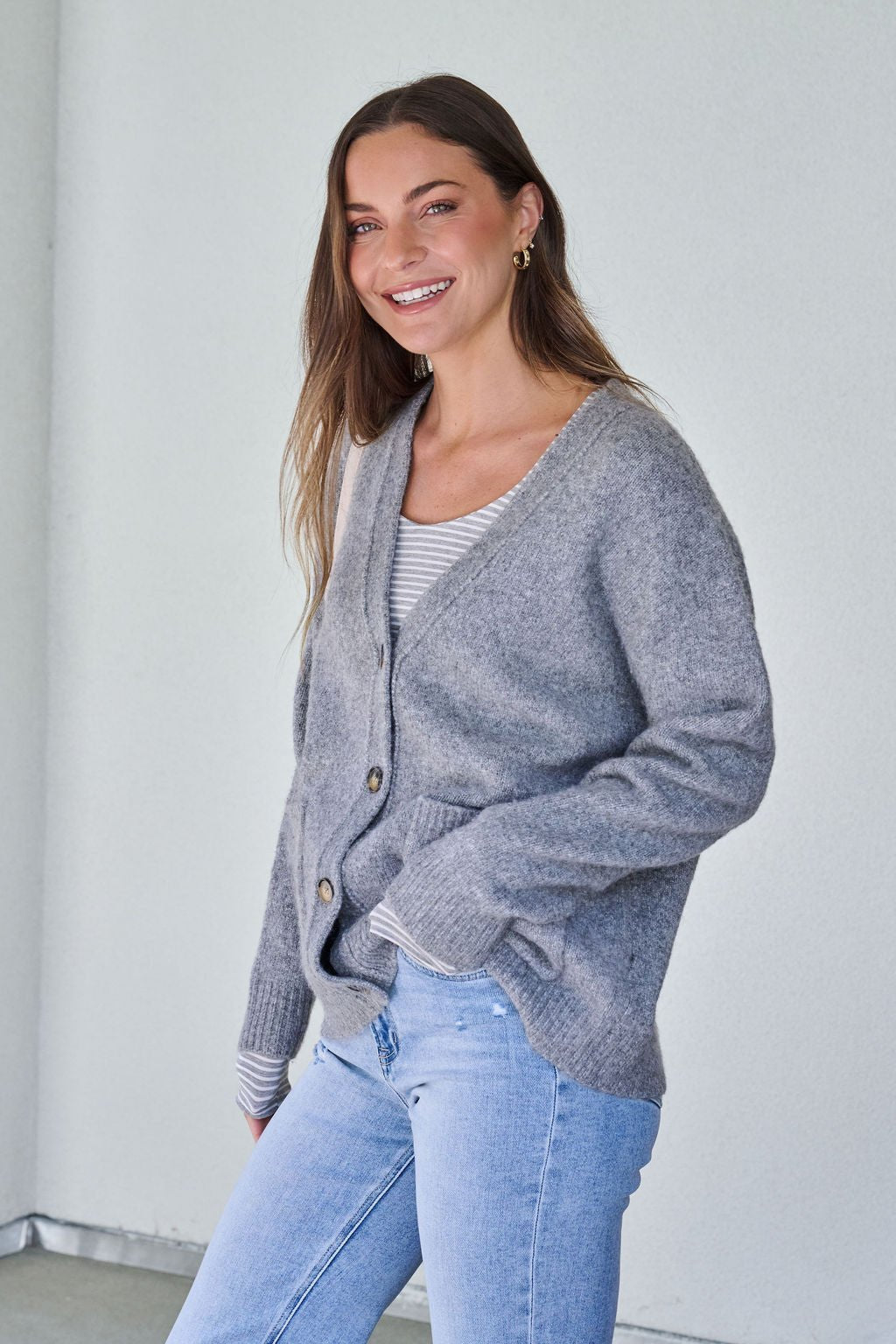 Cozy Grey Boyfriend Cardigan - FINAL SALE