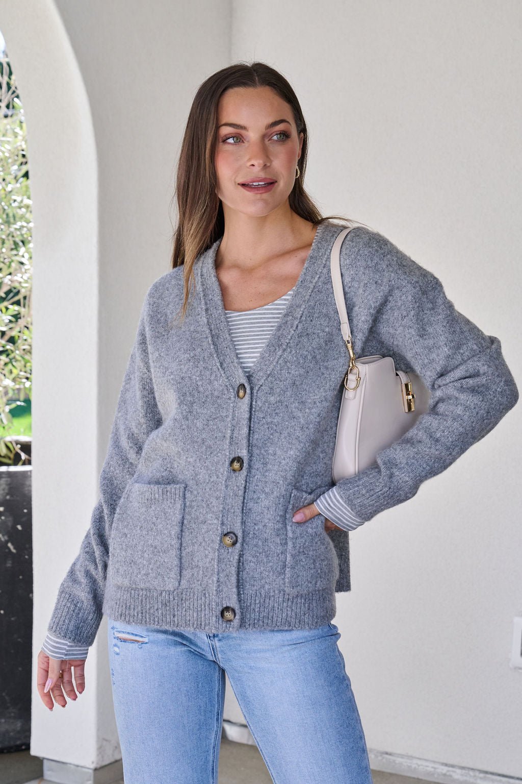 Cozy Grey Boyfriend Cardigan - FINAL SALE