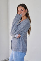 Cozy Grey Boyfriend Cardigan - FINAL SALE