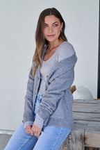 Cozy Grey Boyfriend Cardigan - FINAL SALE