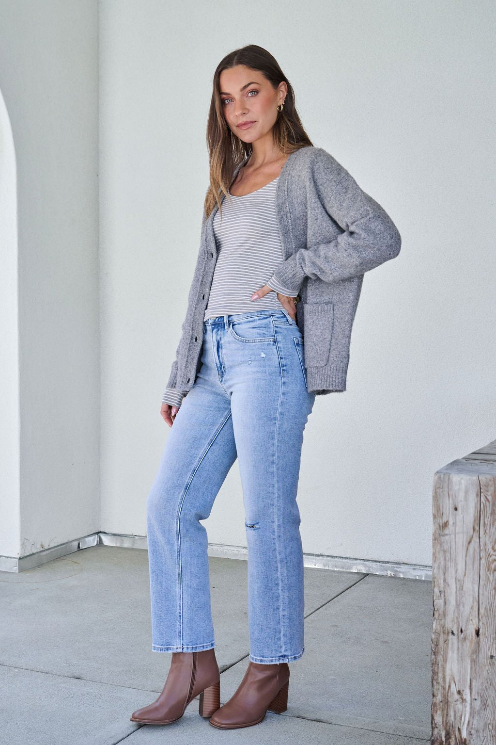 Cozy Grey Boyfriend Cardigan - FINAL SALE