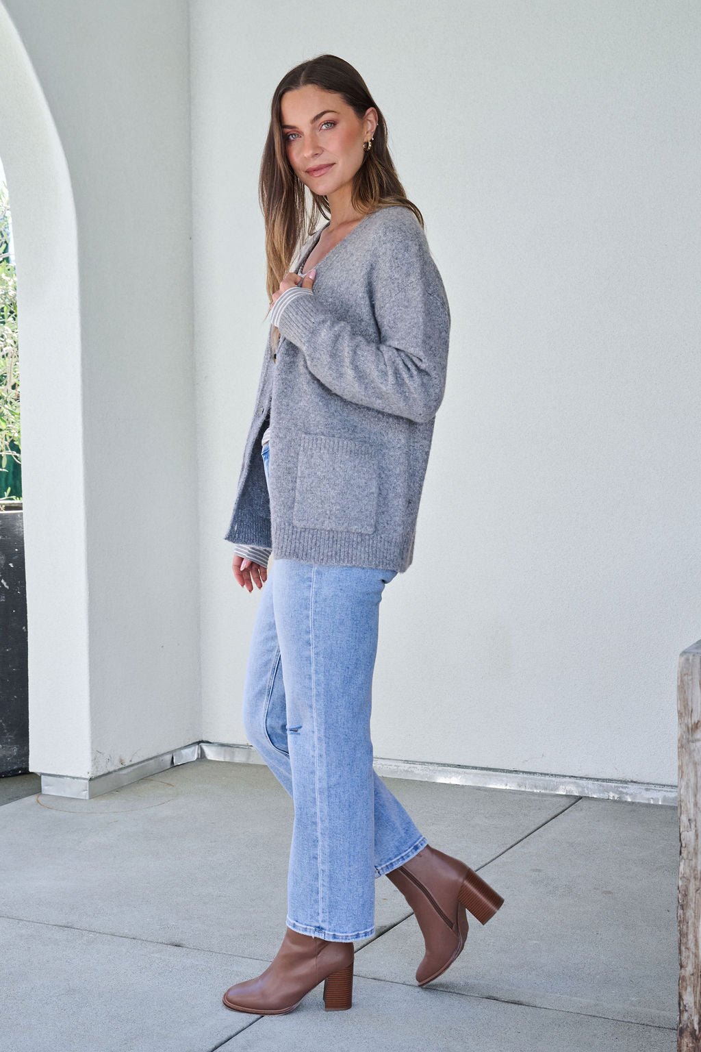 Cozy Grey Boyfriend Cardigan - FINAL SALE
