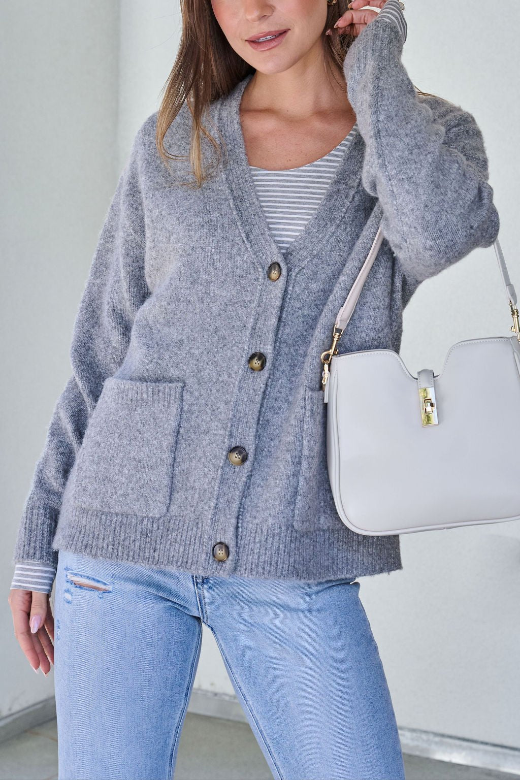 Cozy Grey Boyfriend Cardigan - FINAL SALE