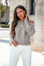 Cozy Ribbed Boat Neck Sweater - Grey-FINAL SALE