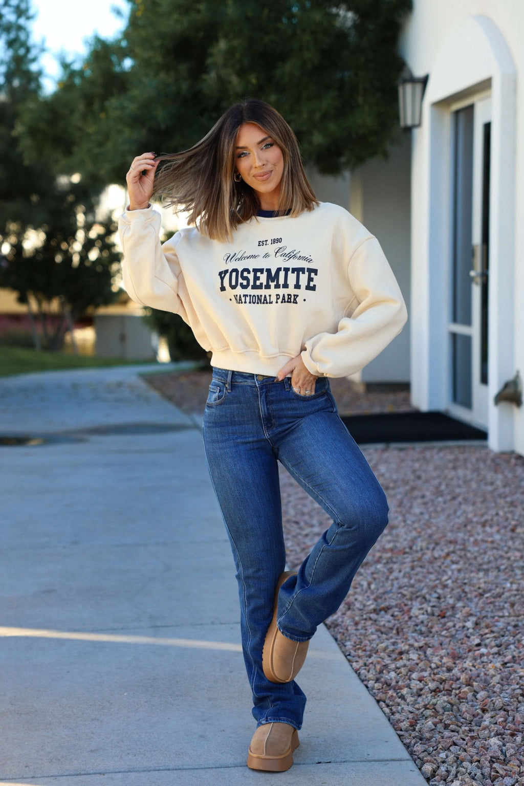 Cream Yosemite Graphic Crewneck Pullover - FINAL SALE