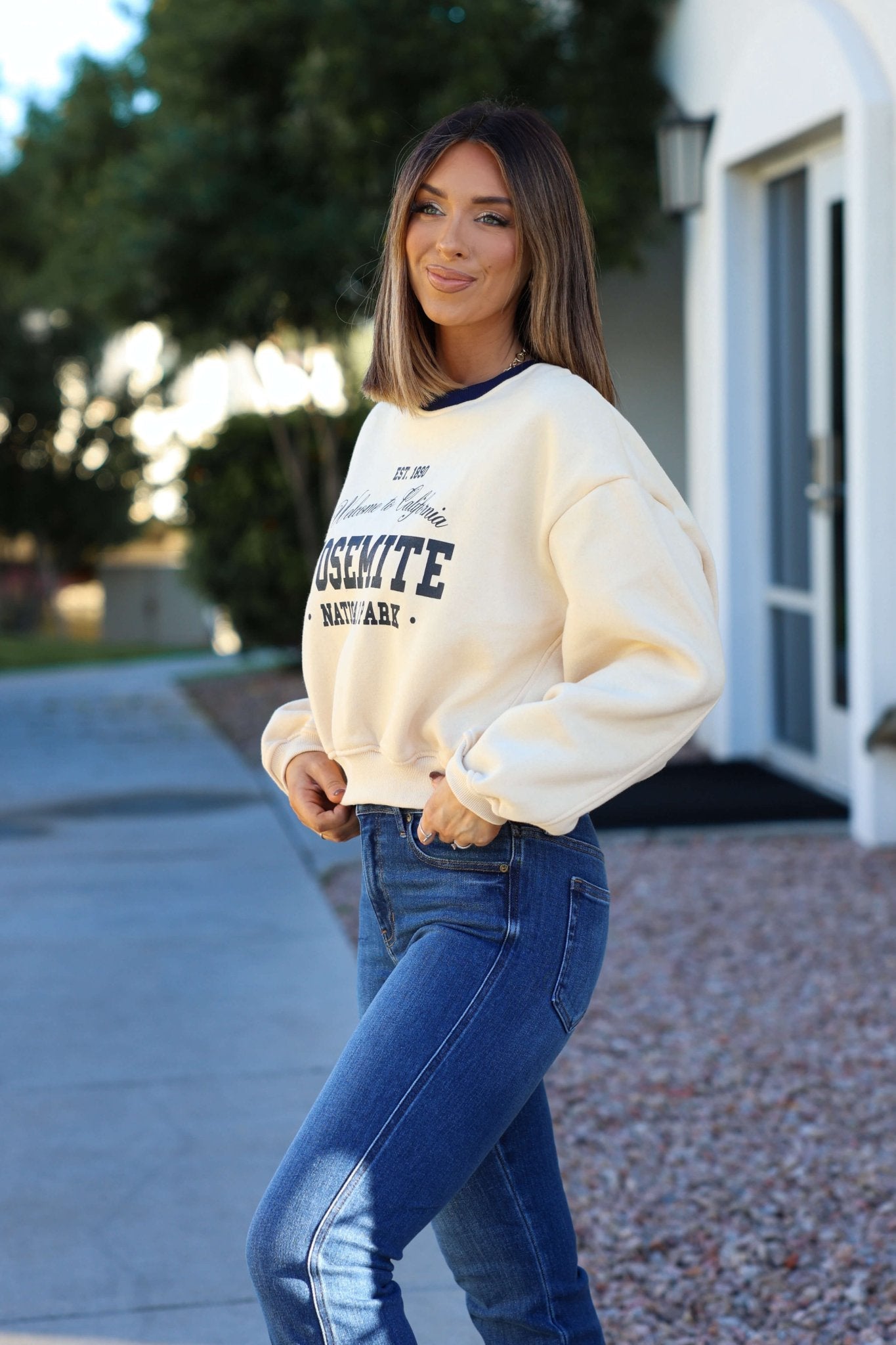 Cream Yosemite Graphic Crewneck Pullover - FINAL SALE