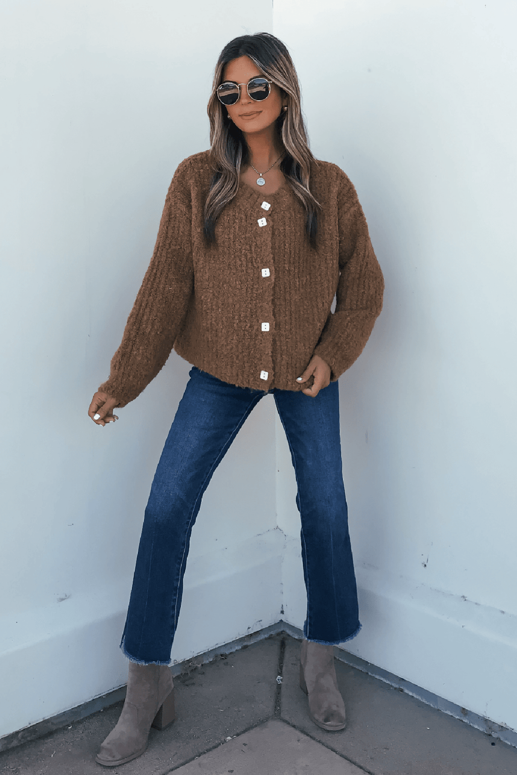 Dark Amber Plush Button Down Cardigan - FINAL SALE