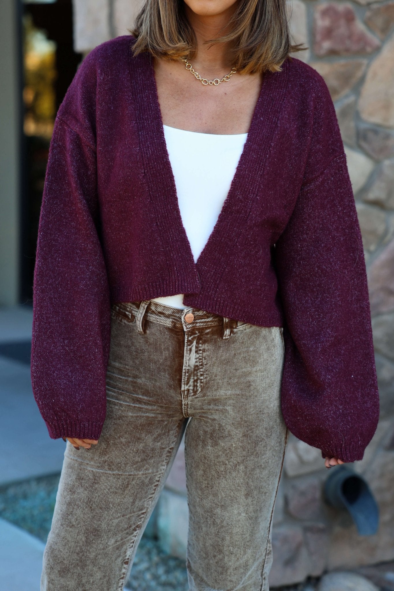Dark Cherry Open Front Cardigan - FINAL SALE