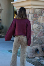Dark Cherry Open Front Cardigan - FINAL SALE