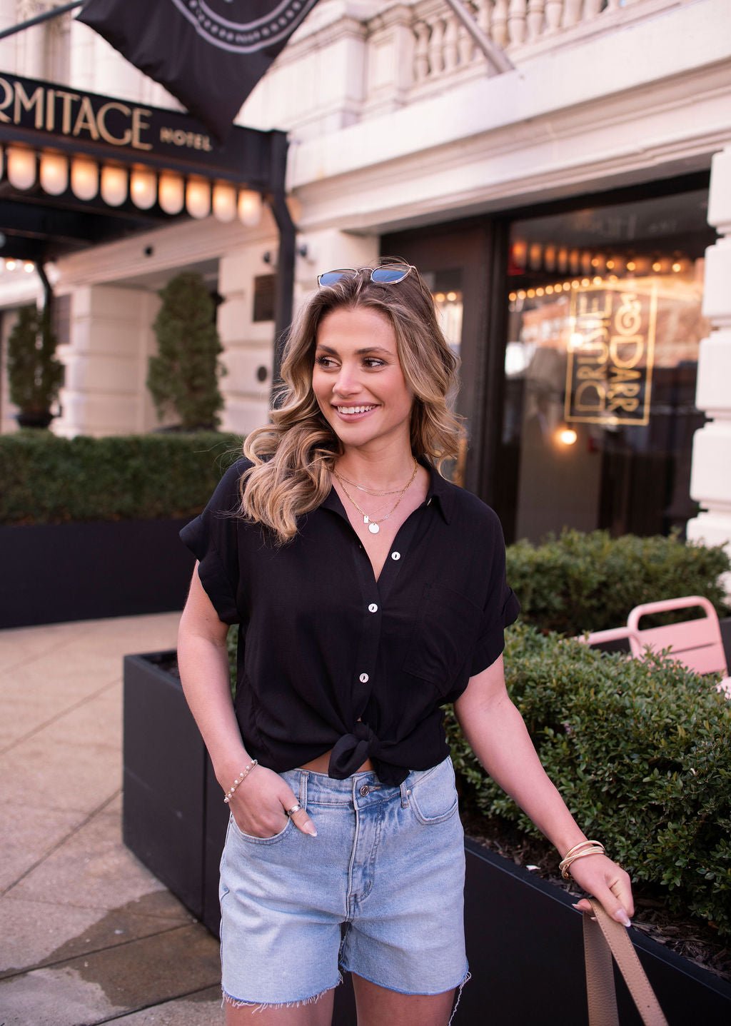 Easy Black Short Sleeve Button Down Shirt