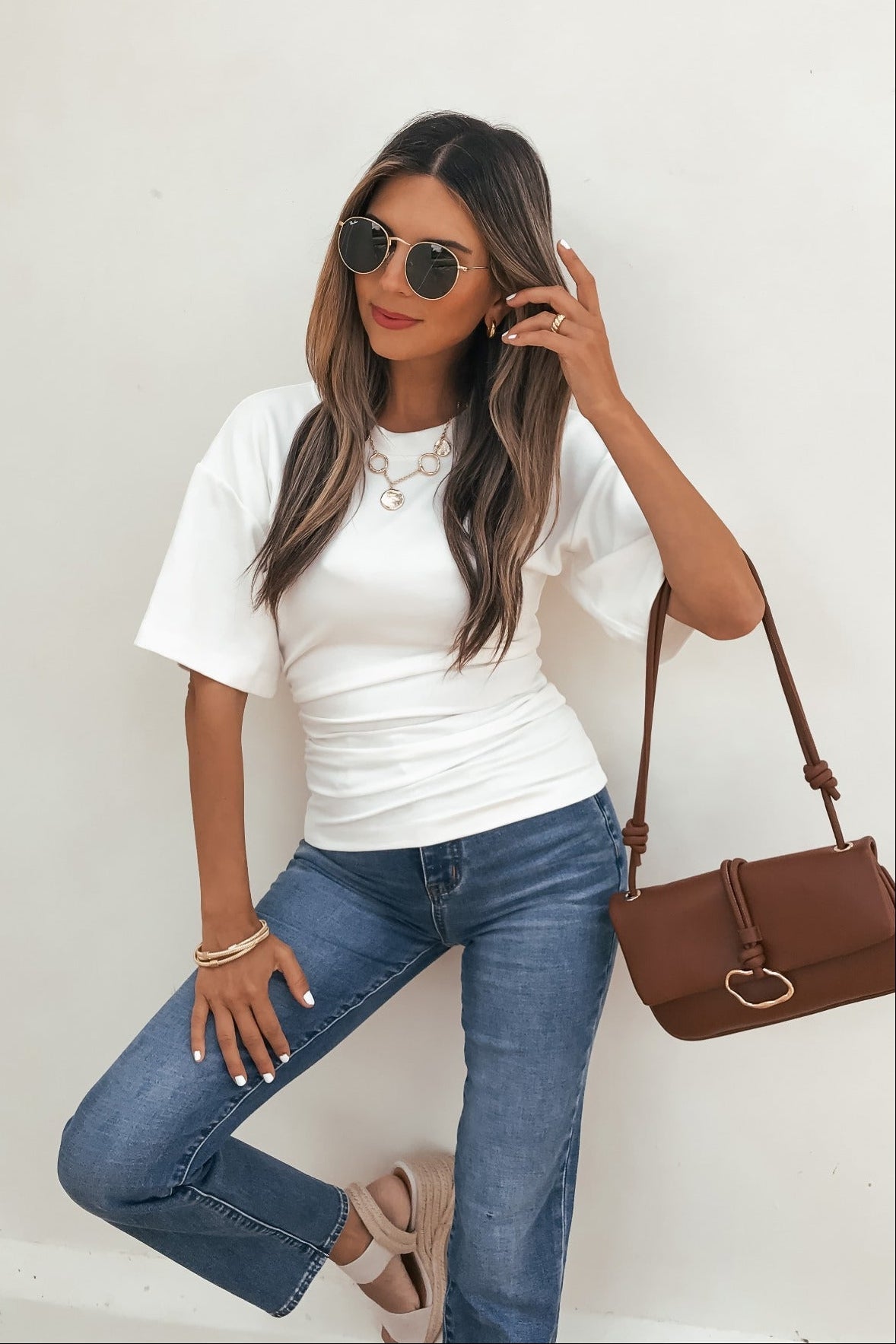 Effortless Everyday Ruched Top - White