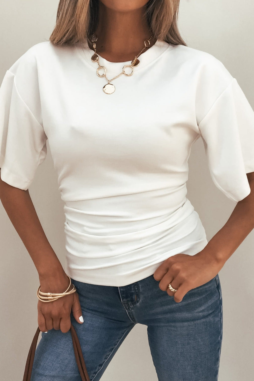 Effortless Everyday Ruched Top - White