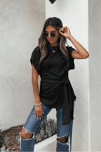 Elan Black Side Tie Detail Top