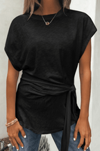 Elan Black Side Tie Detail Top