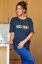 Elan Grey Holiday Graphic Tee - FINAL SALE