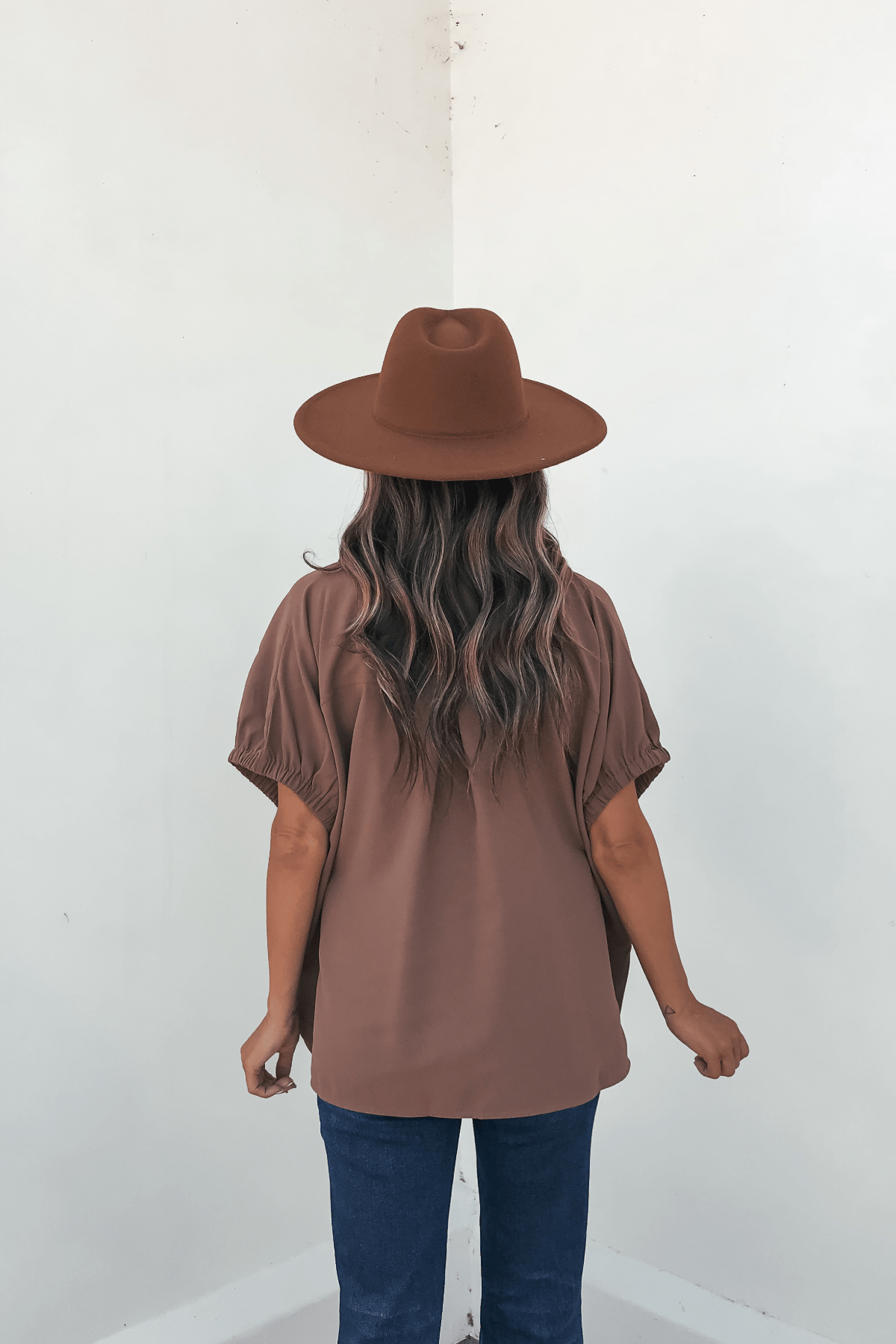 Ellis Camel Split Collared Top - FINAL SALE