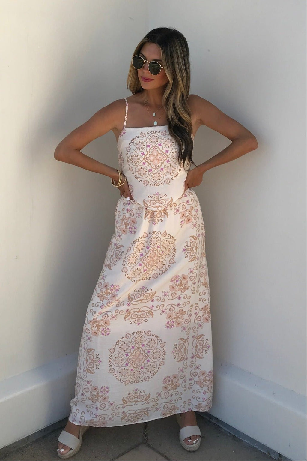 Evelyn Cream Print Tank Top