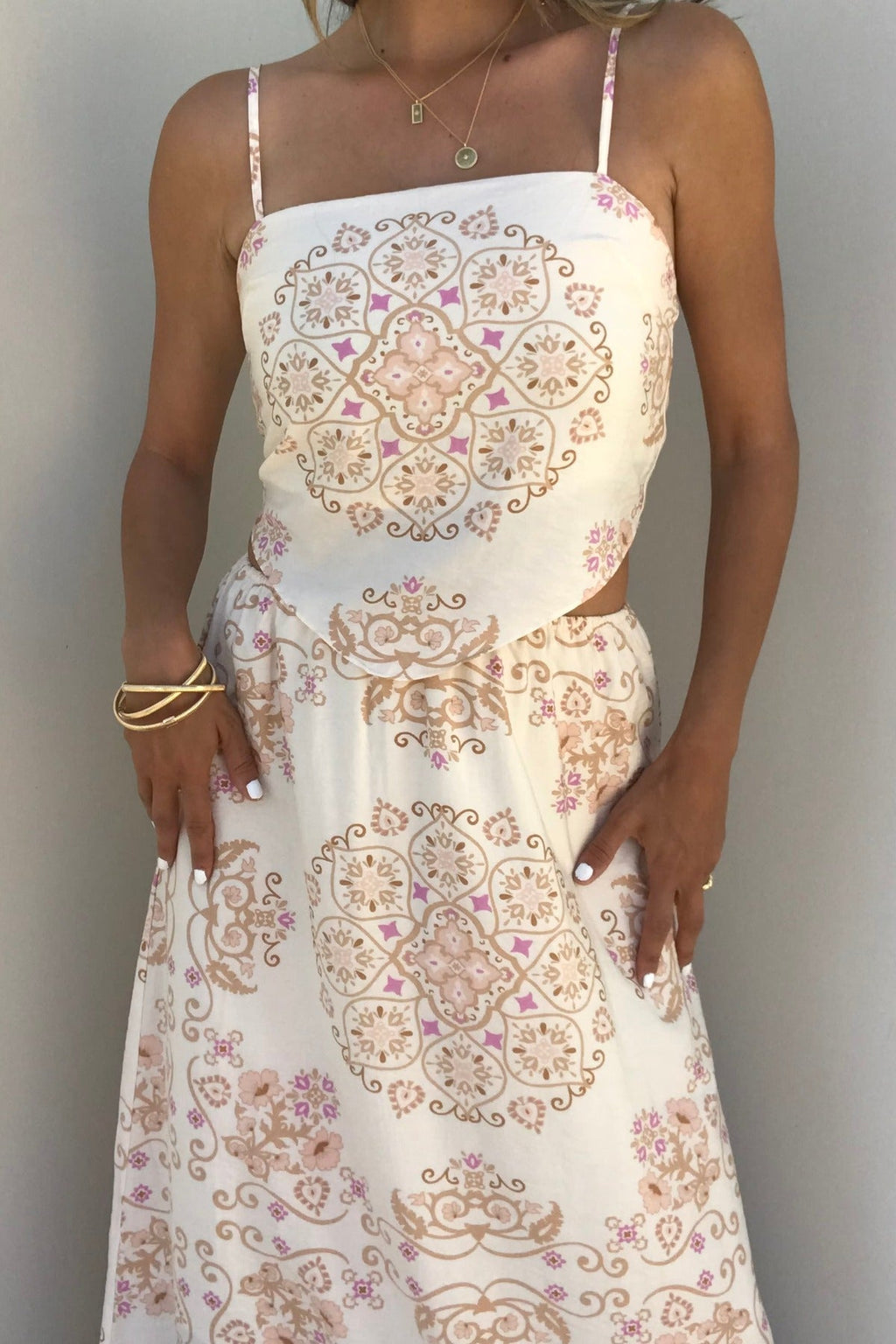 Evelyn Cream Print Tank Top