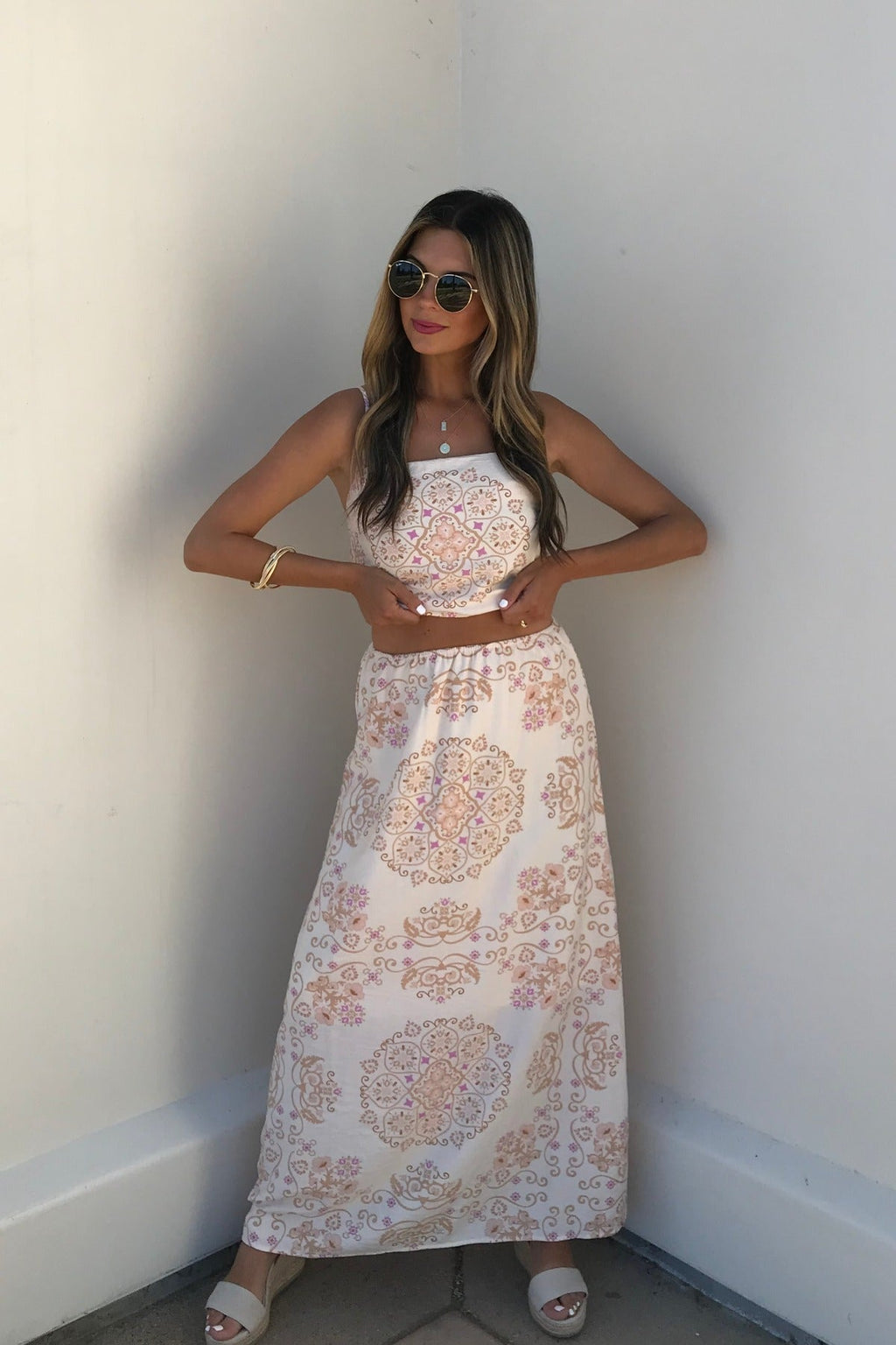 Evelyn Cream Print Tank Top