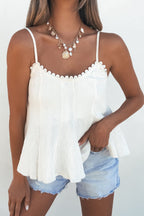 Vivienne Ivory Flowy Pleated Tank Top