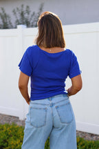 Free People Violet Blue Lucy Off The Shoulder Tee