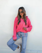 Fuzzy Pink Hooded Sweater