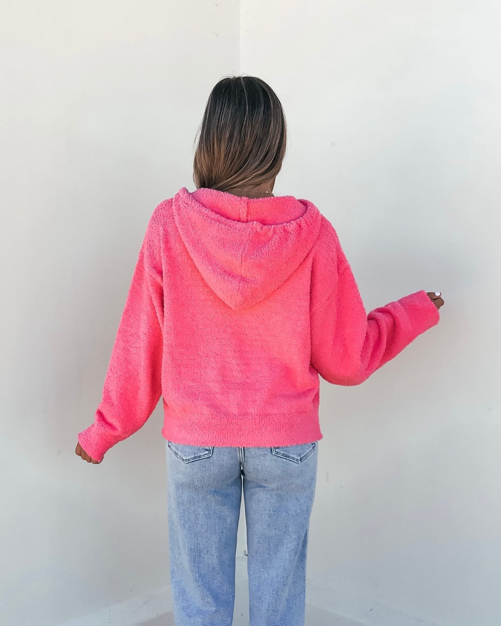 Fuzzy Pink Hooded Sweater