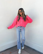 Fuzzy Pink Hooded Sweater