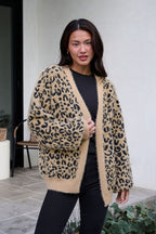 Fuzzy Tan Leopard Open Front Cardigan - FINAL SALE