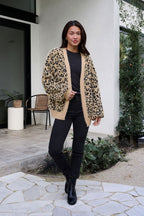 Fuzzy Tan Leopard Open Front Cardigan - FINAL SALE