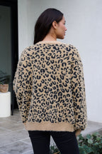 Fuzzy Tan Leopard Open Front Cardigan - FINAL SALE