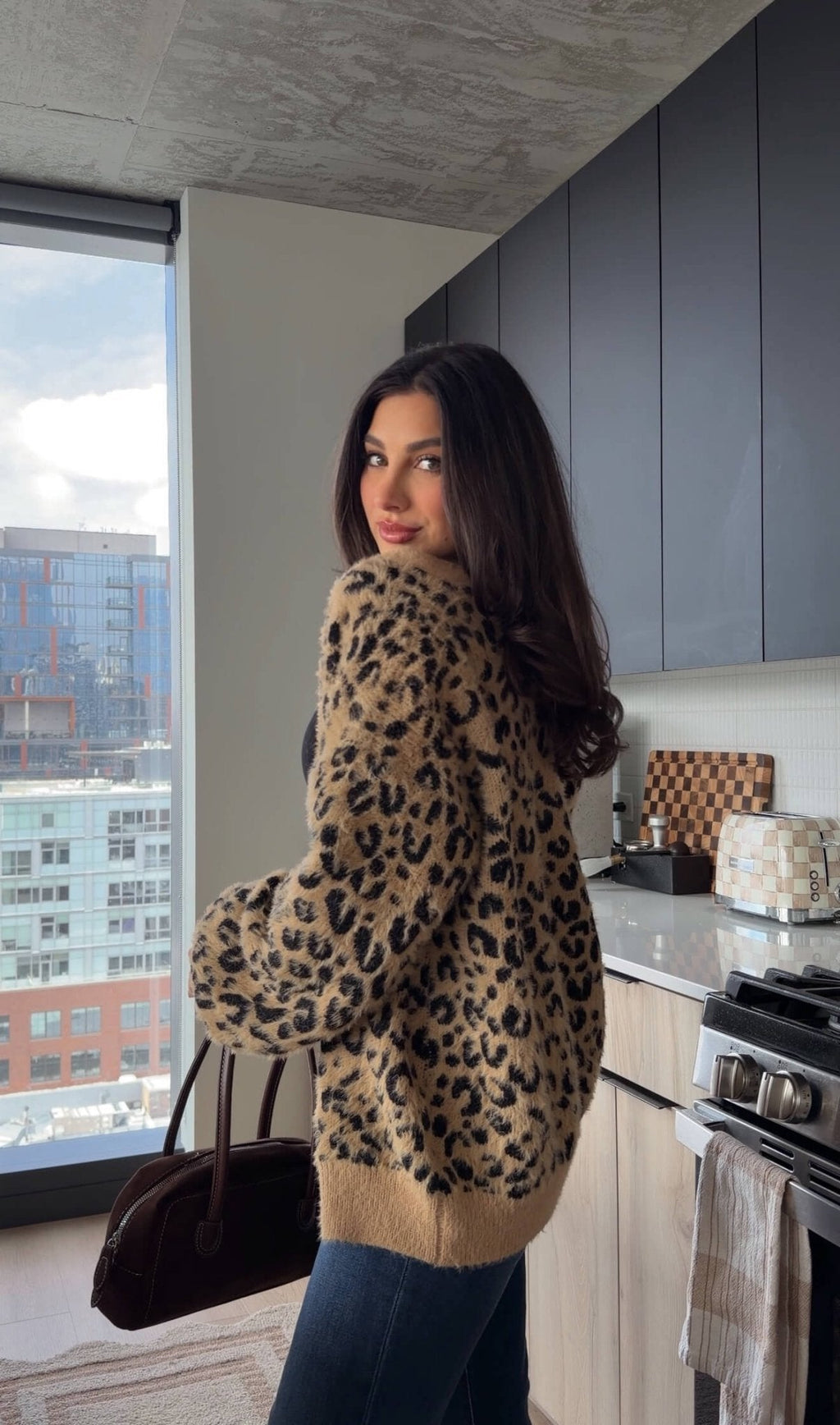 Fuzzy Tan Leopard Open Front Cardigan - FINAL SALE