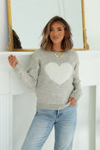 Grey and White Heart Shape Sweater - FINAL SALE