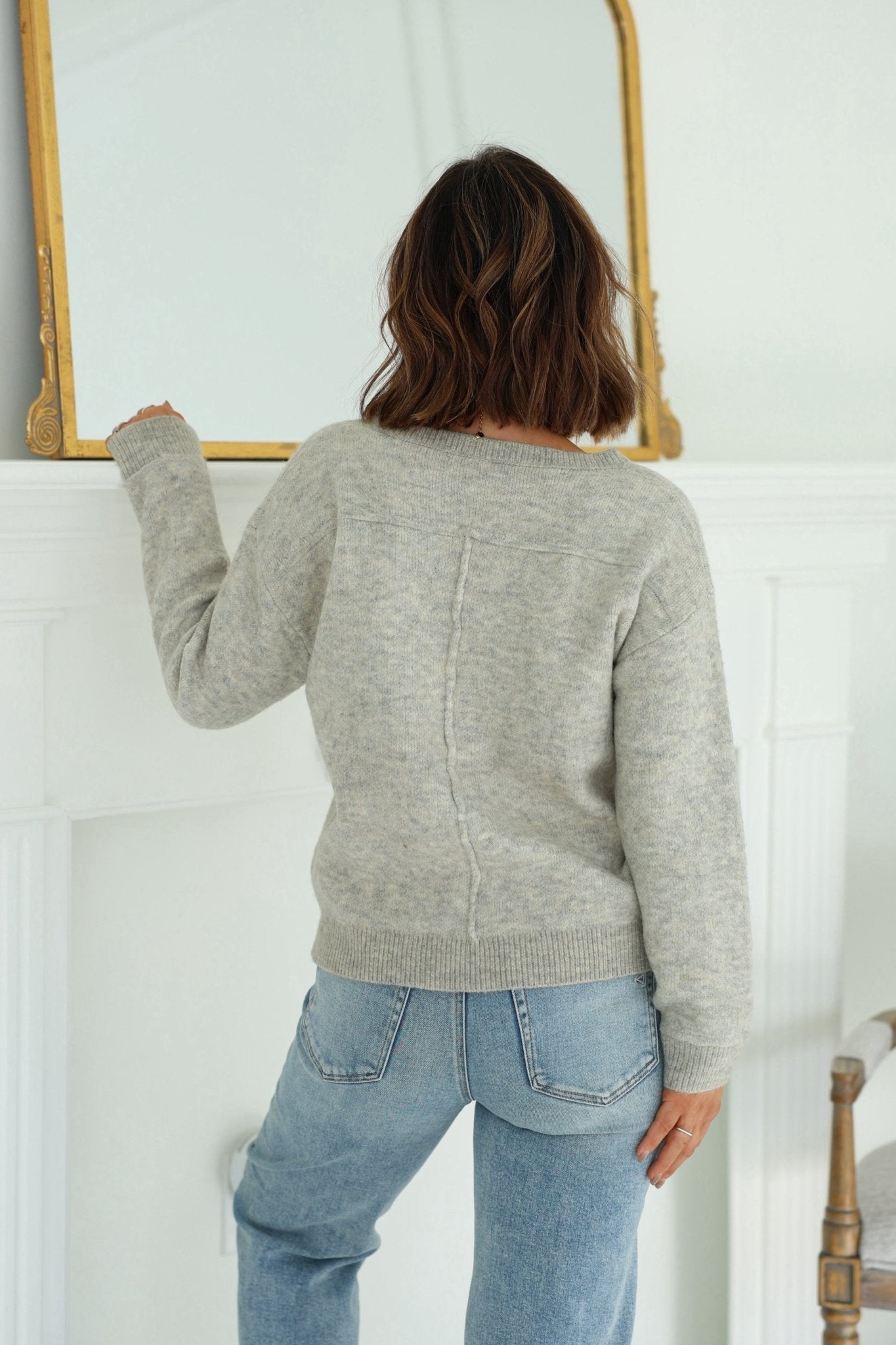 Grey and White Heart Shape Sweater - FINAL SALE