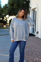 Grey Contrast Detail Pullover Sweater - FINAL SALE