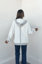 Grey Contrast Half Button Up Hooded Sweatshirt - FINAL SALE