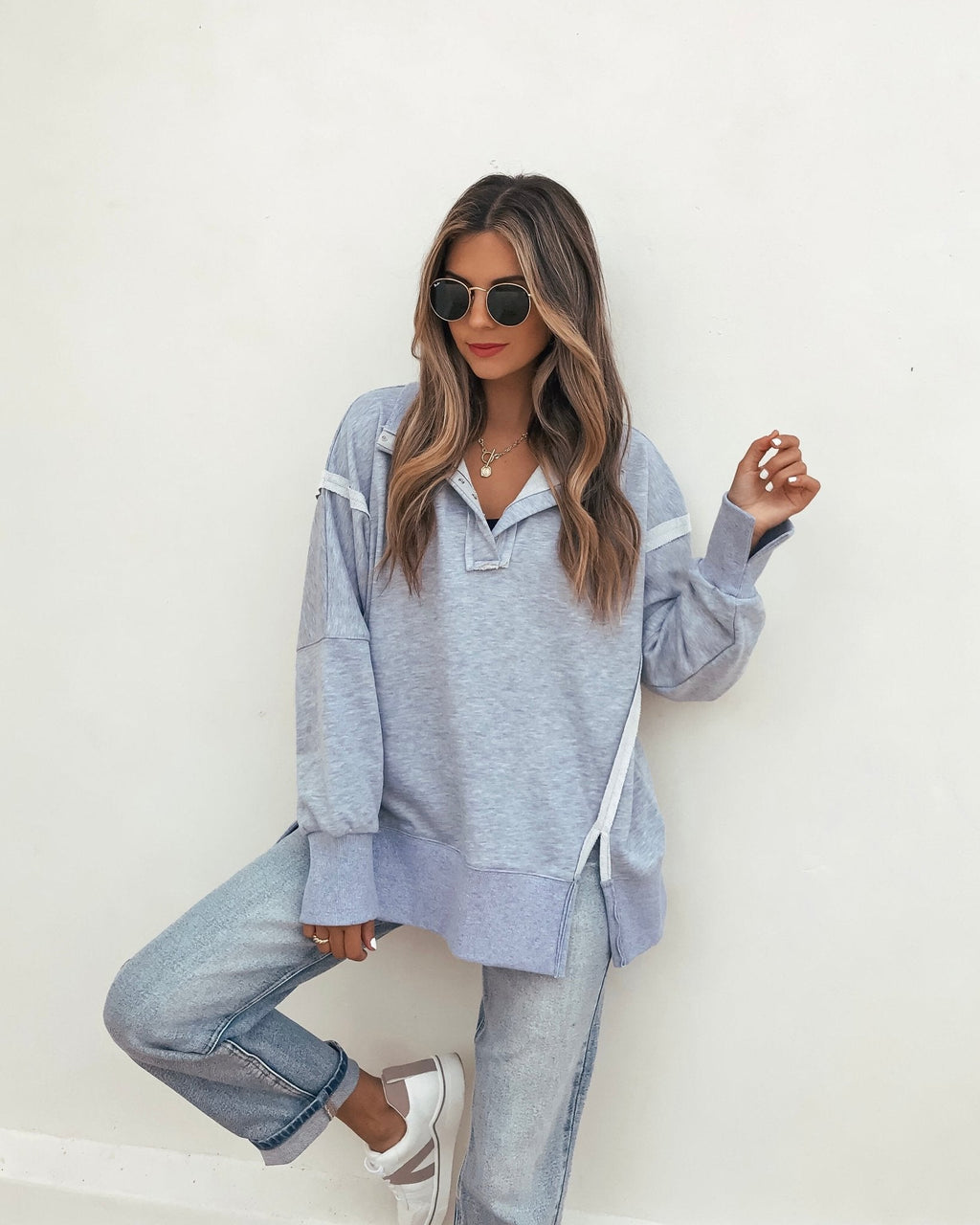 Grey Contrast Pullover Sweatshirt - FINAL SALE