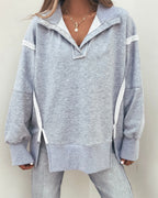 Grey Contrast Pullover Sweatshirt - FINAL SALE