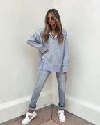 Grey Contrast Pullover Sweatshirt - FINAL SALE