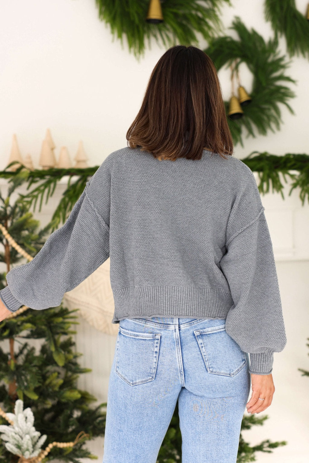Grey Waffle Knit Open Front Cardigan - FINAL SALE