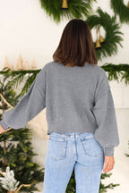 Grey Waffle Knit Open Front Cardigan - FINAL SALE