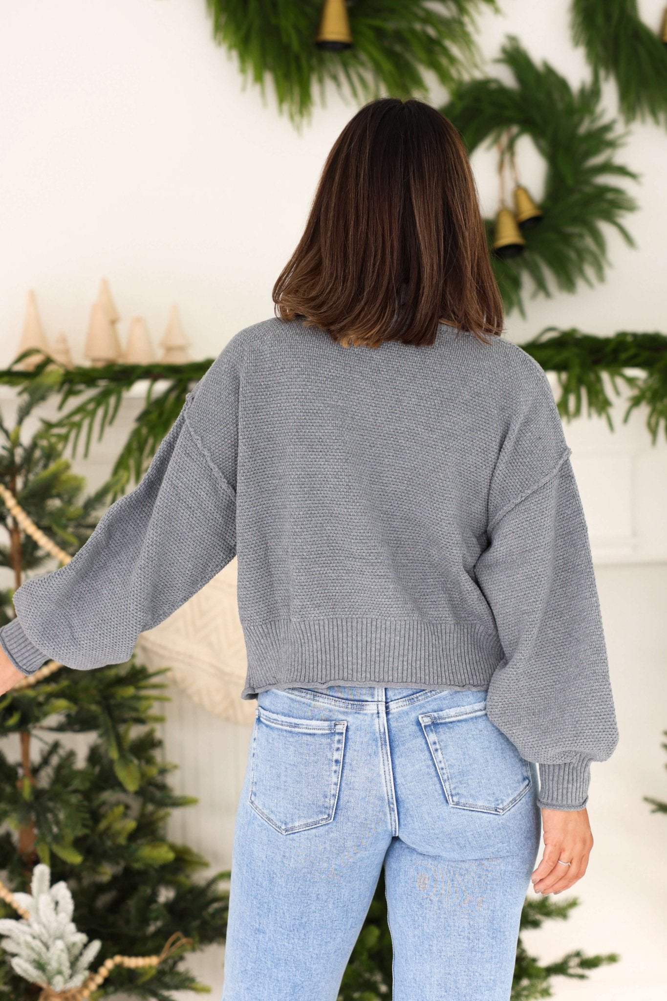 Grey Waffle Knit Open Front Cardigan - FINAL SALE