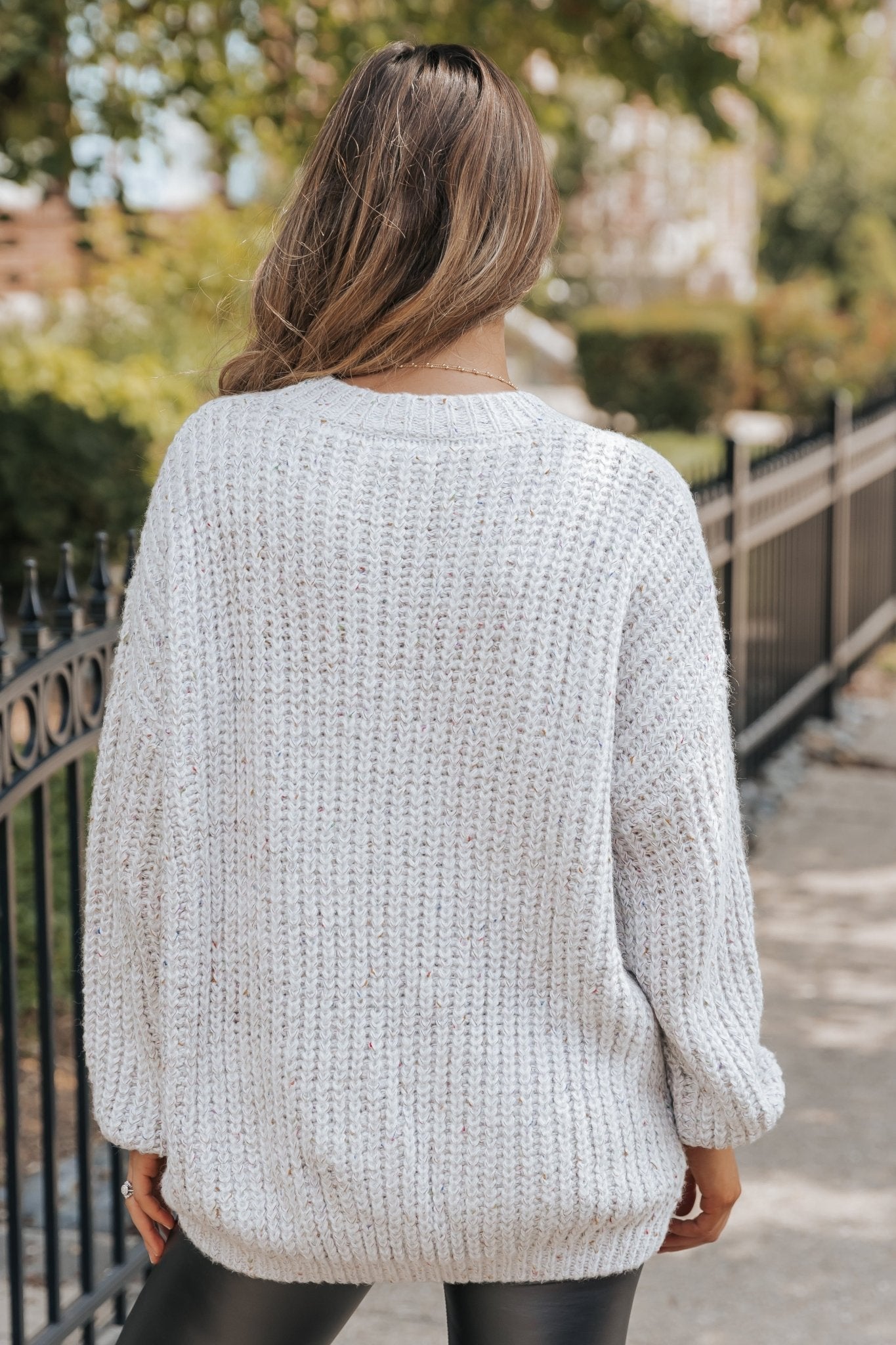 Heather Grey Confetti Cable Knit Sweater-FINAL SALE