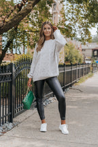 Heather Grey Confetti Cable Knit Sweater-FINAL SALE