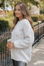 Heather Grey Confetti Cable Knit Sweater-FINAL SALE