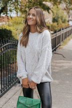 Heather Grey Confetti Cable Knit Sweater-FINAL SALE