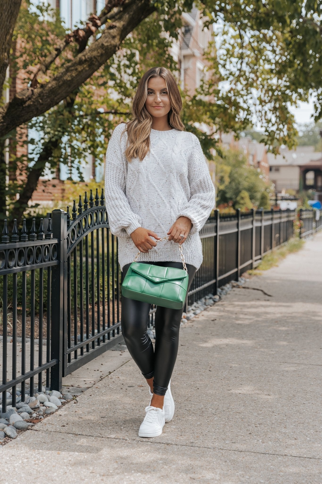 Heather Grey Confetti Cable Knit Sweater-FINAL SALE