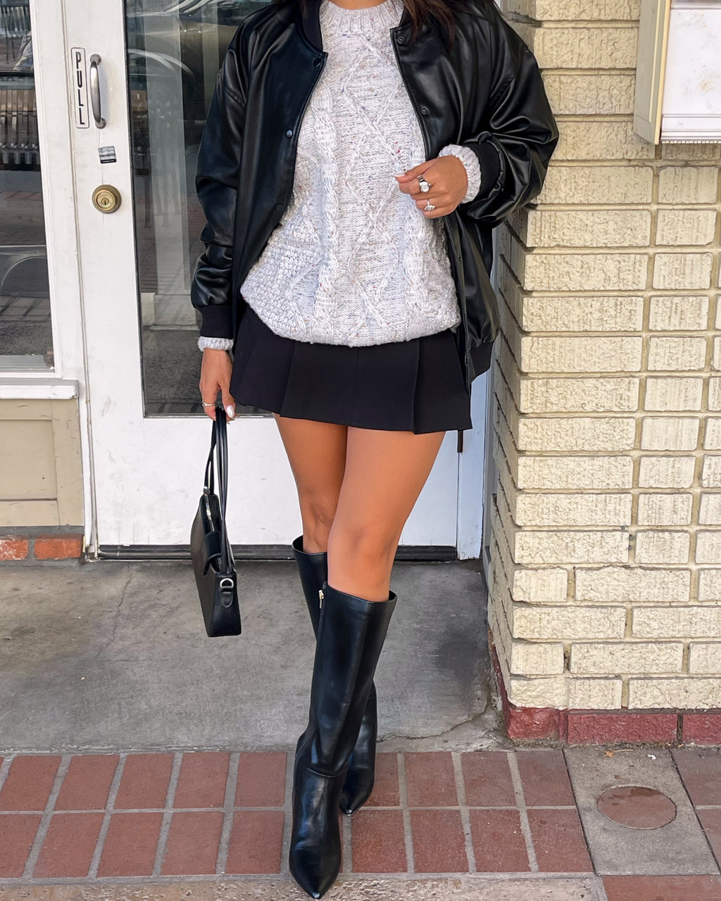 Heather Grey Confetti Cable Knit Sweater-FINAL SALE